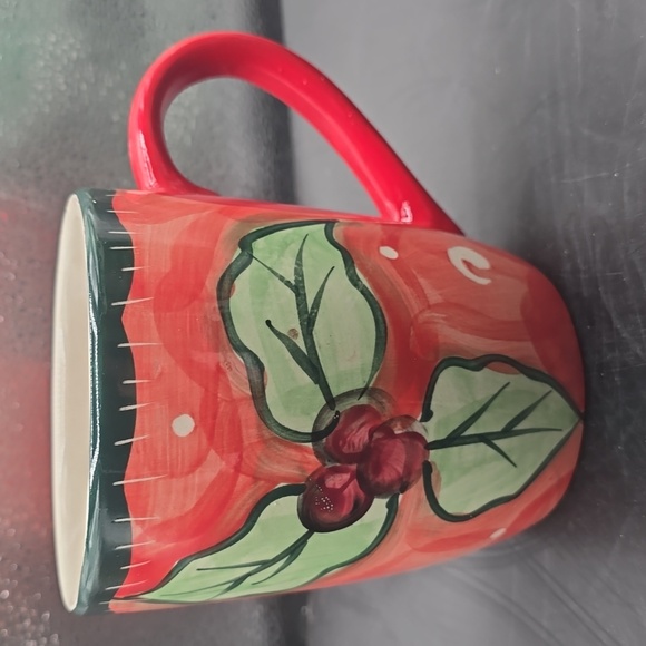 Studio 33 Large Holiday Christmas Holly Leaf Oversized Coffee Mug Cup - Picture 1 of 6